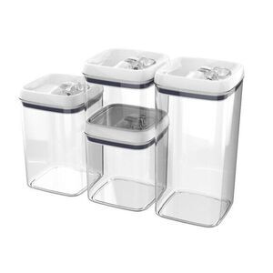 4 pack Flip-Tite Square Food Storage Container‎ Set Home Kitchen Pantry Pasta